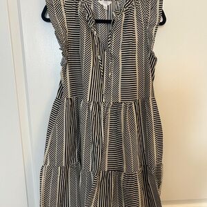 Time and Tru Black and White Striped Midi Dress